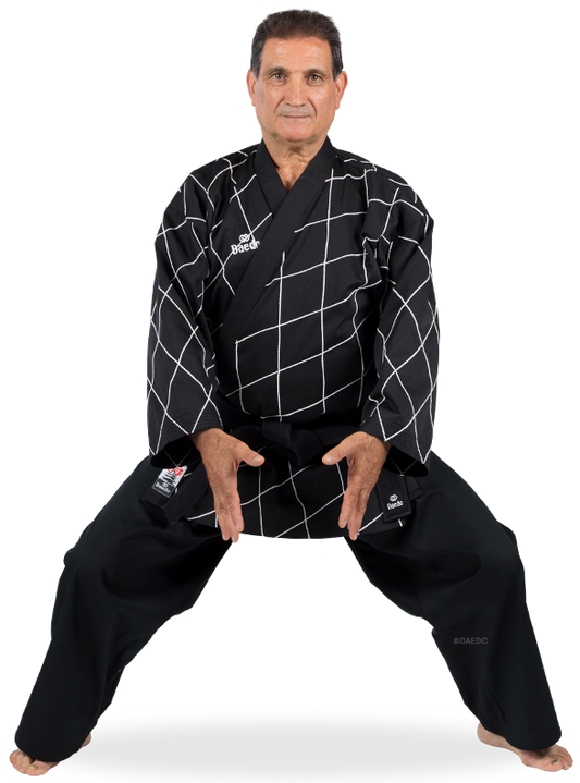 RHOMBUS EMBROIDERY HAPKIDO UNIFORM - BLACK